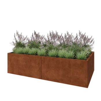 Jardinière XXL en acier Corten - Rectangle - 240 x 120 x 60 cm - Avec plaque de fond
