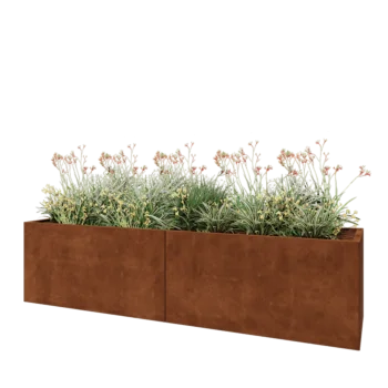 Jardinière XXL en acier Corten - Rectangle - 240 x 60 x 60 cm - Sanc plaque de fond