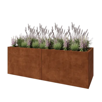 Jardinière XXL en acier Corten - Rectangle - 240 x 80 x 80 cm - Avec plaque de fond