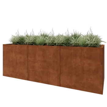 Jardinière XXL en acier Corten - Rectangle - 300 x 100 x 100 cm - Sanc plaque de fond