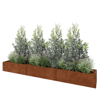 Jardinière XXL en acier Corten - Rectangle - 300 x 40 x 30 cm - Avec plaque de fond