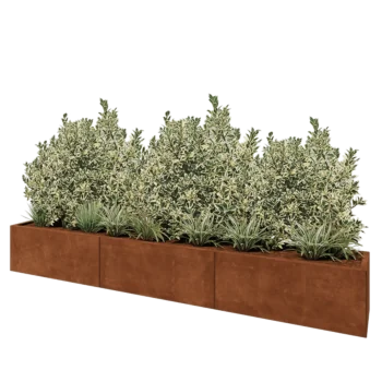 Jardinière XXL en acier Corten - Rectangle - 300 x 40 x 40 cm - Avec plaque de fond