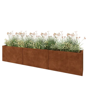 Jardinière XXL en acier Corten - Rectangle - 300 x 40 x 60 cm - Sanc plaque de fond