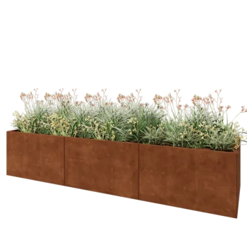 Jardinière XXL en acier Corten - Rectangle - 300 x 80 x 60 cm - Sanc plaque de fond