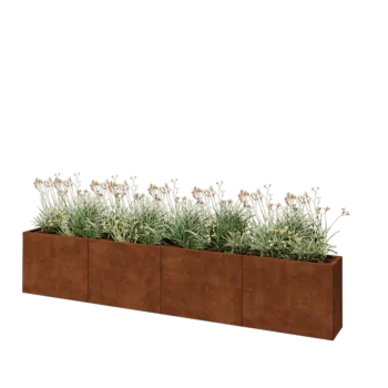 Jardinière XXL en acier Corten - Rectangle - 320 x 30 x 60 cm - Sanc plaque de fond