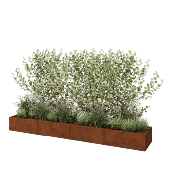 Jardinière XXL en acier Corten - Rectangle - 320 x 50 x 30 cm - Avec plaque de fond