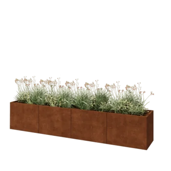 Jardinière XXL en acier Corten - Rectangle - 320 x 50 x 60 cm - Sanc plaque de fond