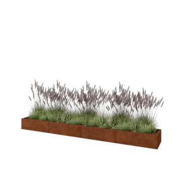 Jardinière XXL en acier Corten - Rectangle - 400 x 50 x 30 cm - Sanc plaque de fond