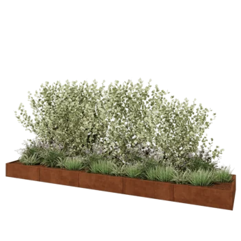 Jardinière XXL en acier Corten - Rectangle - 500 x 100 x 30 cm - Avec plaque de fond