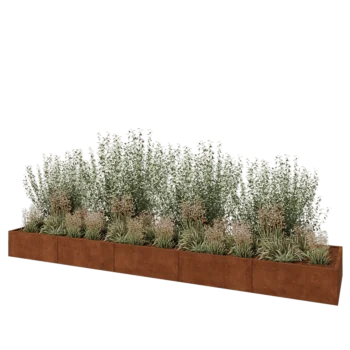 Jardinière XXL en acier Corten - Rectangle - 500 x 100 x 40 cm - Sanc plaque de fond