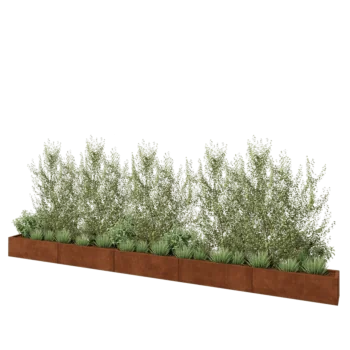Jardinière XXL en acier Corten - Rectangle - 500 x 30 x 30 cm - Avec plaque de fond