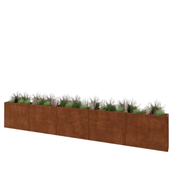 Jardinière XXL en acier Corten - Rectangle - 500 x 30 x 80 cm - Sanc plaque de fond