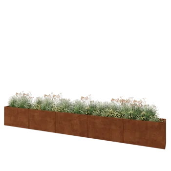 Jardinière XXL en acier Corten - Rectangle - 500 x 40 x 60 cm - Avec plaque de fond