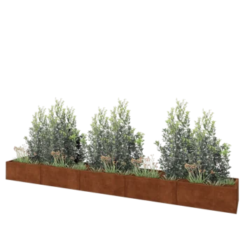 Jardinière XXL en acier Corten - Rectangle - 500 x 60 x 40 cm - Sanc plaque de fond
