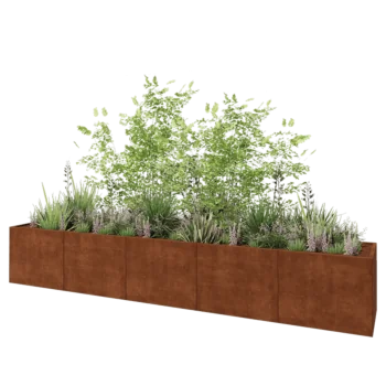 Jardinière XXL en acier Corten - Rectangle - 500 x 80 x 80 cm - Sanc plaque de fond