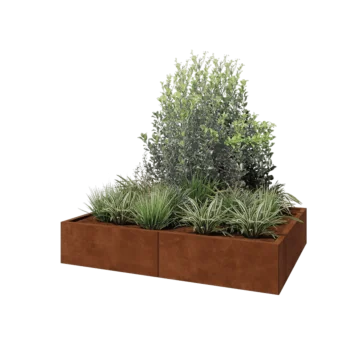 Jardinière XXL en acier Corten - Rectangle - 160 x 120 x 30 cm - Avec plaque de fond