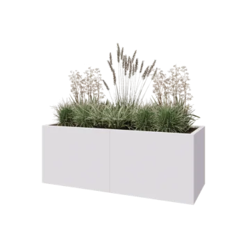 Jardinière XXL en acier - Rectangle - 160 x 60 x 60 cm - RAL9010 mat (blanc) - Sanc plaque de fond