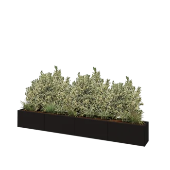 Jardinière XXL en acier - Rectangle - 320 x 30 x 40 cm - RAL9005 mat (noir) - Sanc plaque de fond