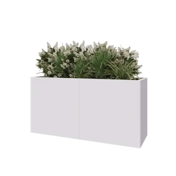 Jardinière XXL en acier - Rectangle - 160 x 50 x 80 cm - RAL9010 mat (blanc) - Avec plaque de fond