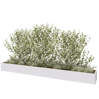 Jardinière XXL en acier - Rectangle - 480 x 60 x 40 cm - RAL9010 mat (blanc) - Avec plaque de fond