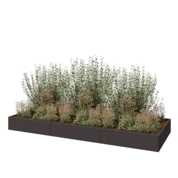 Jardinière XXL en acier - Rectangle - 360 x 120 x 30 cm - RAL7016 mat (gris anthracite) - Sanc plaque de fond