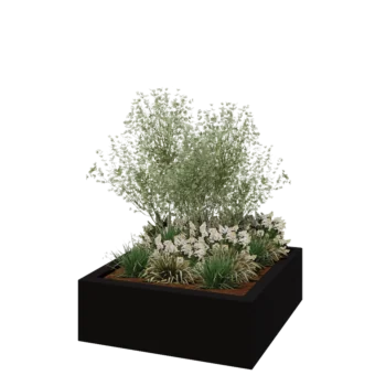 Jardinière en polyester - Carré - 120 x 120 x 40 cm - RAL9005 mat (noir) - Avec fond