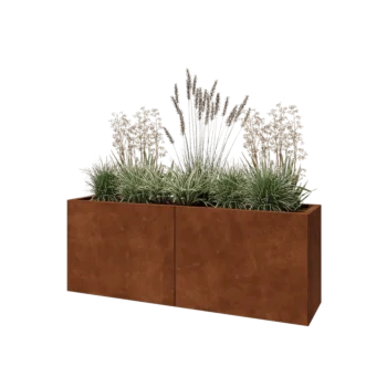 Jardinière XXL en acier Corten - Rectangle - 160 x 40 x 60 cm - Avec plaque de fond