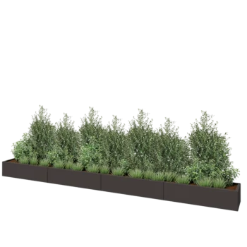 Jardinière XXL en acier - Rectangle - 480 x 40 x 30 cm - RAL7016 mat (gris anthracite) - Sanc plaque de fond