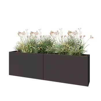 Jardinière XXL en acier - Rectangle - 200 x 30 x 60 cm - RAL7016 mat (gris anthracite) - Sanc plaque de fond