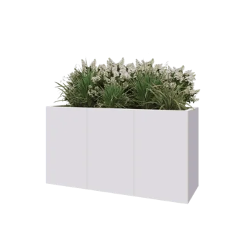 Jardinière XXL en acier - Rectangle - 150 x 50 x 80 cm - RAL9010 mat (blanc) - Avec plaque de fond