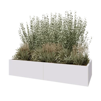 Jardinière XXL en acier - Rectangle - 200 x 80 x 40 cm - RAL9010 mat (blanc) - Sanc plaque de fond