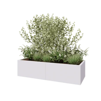 Jardinière XXL en acier - Rectangle - 160 x 60 x 40 cm - RAL9010 mat (blanc) - Avec plaque de fond