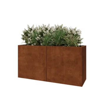 Jardinière XXL en acier Corten - Rectangle - 160 x 50 x 80 cm - Avec plaque de fond