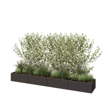 Jardinière XXL en acier - Rectangle - 320 x 50 x 30 cm - RAL7016 mat (gris anthracite) - Avec plaque de fond