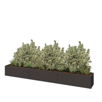 Jardinière XXL en acier - Rectangle - 360 x 40 x 40 cm - RAL7016 mat (gris anthracite) - Sanc plaque de fond