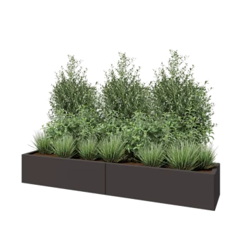 Jardinière XXL en acier - Rectangle - 200 x 40 x 30 cm - RAL7016 mat (gris anthracite) - Avec plaque de fond