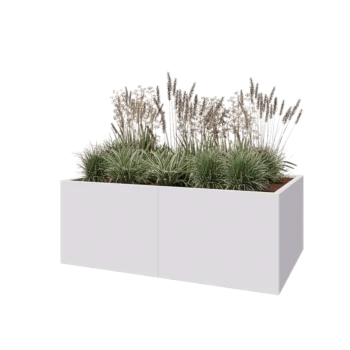 Jardinière XXL en acier - Rectangle - 160 x 100 x 60 cm - RAL9010 mat (blanc) - Avec plaque de fond