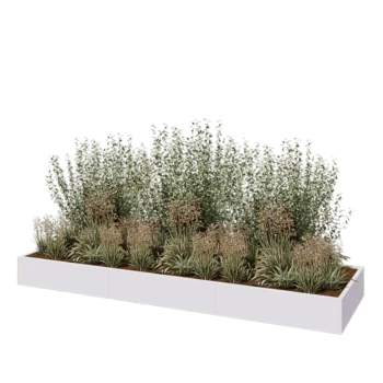 Jardinière XXL en acier - Rectangle - 360 x 100 x 30 cm - RAL9010 mat (blanc) - Sanc plaque de fond