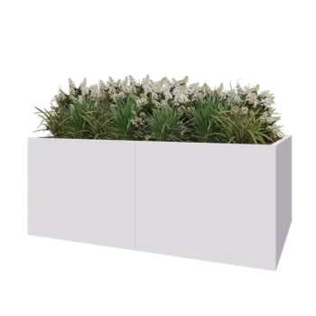Jardinière XXL en acier - Rectangle - 200 x 120 x 80 cm - RAL9010 mat (blanc) - Sanc plaque de fond