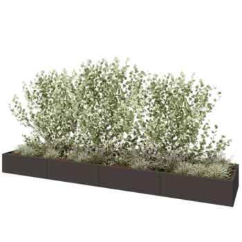 Jardinière XXL en acier - Rectangle - 480 x 100 x 40 cm - RAL7016 mat (gris anthracite) - Sanc plaque de fond