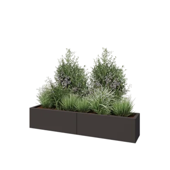 Jardinière XXL en acier - Rectangle - 160 x 30 x 30 cm - RAL7016 mat (gris anthracite) - Avec plaque de fond