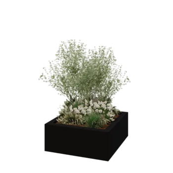 Jardinière en polyester - Carré - 100 x 100 x 40 cm - RAL9005 mat (noir) - Avec fond