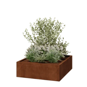 Jardinière en acier Corten - Carré - 120 x 120 x 40 cm - Soudé - Avec plaque de fond