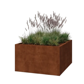 Jardinière en acier Corten - Carré - 140 x 140 x 80 cm - Soudé - Avec plaque de fond