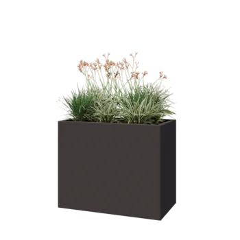 Jardinière en acier - Rectangle - 100 x 50 x 80 cm - RAL7016 mat (gris anthracite) - Sanc plaque de fond