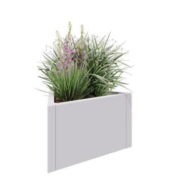 Jardinière en acier - Triangle équilatéral - 70,6 x 61 x 40 cm - RAL9010 mat (blanc) - Sanc plaque de fond