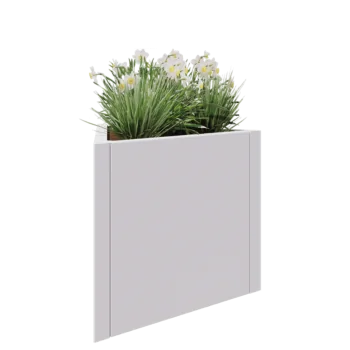 Jardinière en acier - Triangle équilatéral - 70,6 x 61 x 60 cm - RAL9010 mat (blanc) - Sanc plaque de fond