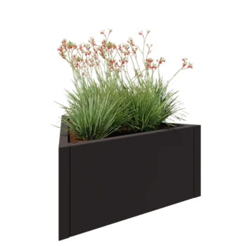 Jardinière en acier - Triangle équilatéral - 90,6 x 78,3 x 40 cm - Autre couleur RAL - Sanc plaque de fond