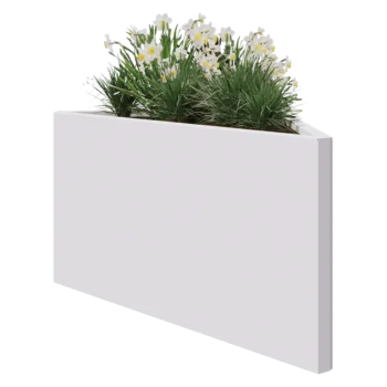 Jardinière en acier - Triangle isocèle - 112,2 x 60,5 x 60 cm - RAL9010 mat (blanc) - Sanc plaque de fond