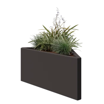 Jardinière en acier - Triangle isocèle - 83,9 x 46,4 x 40 cm - RAL7016 mat (gris anthracite) - Sanc plaque de fond